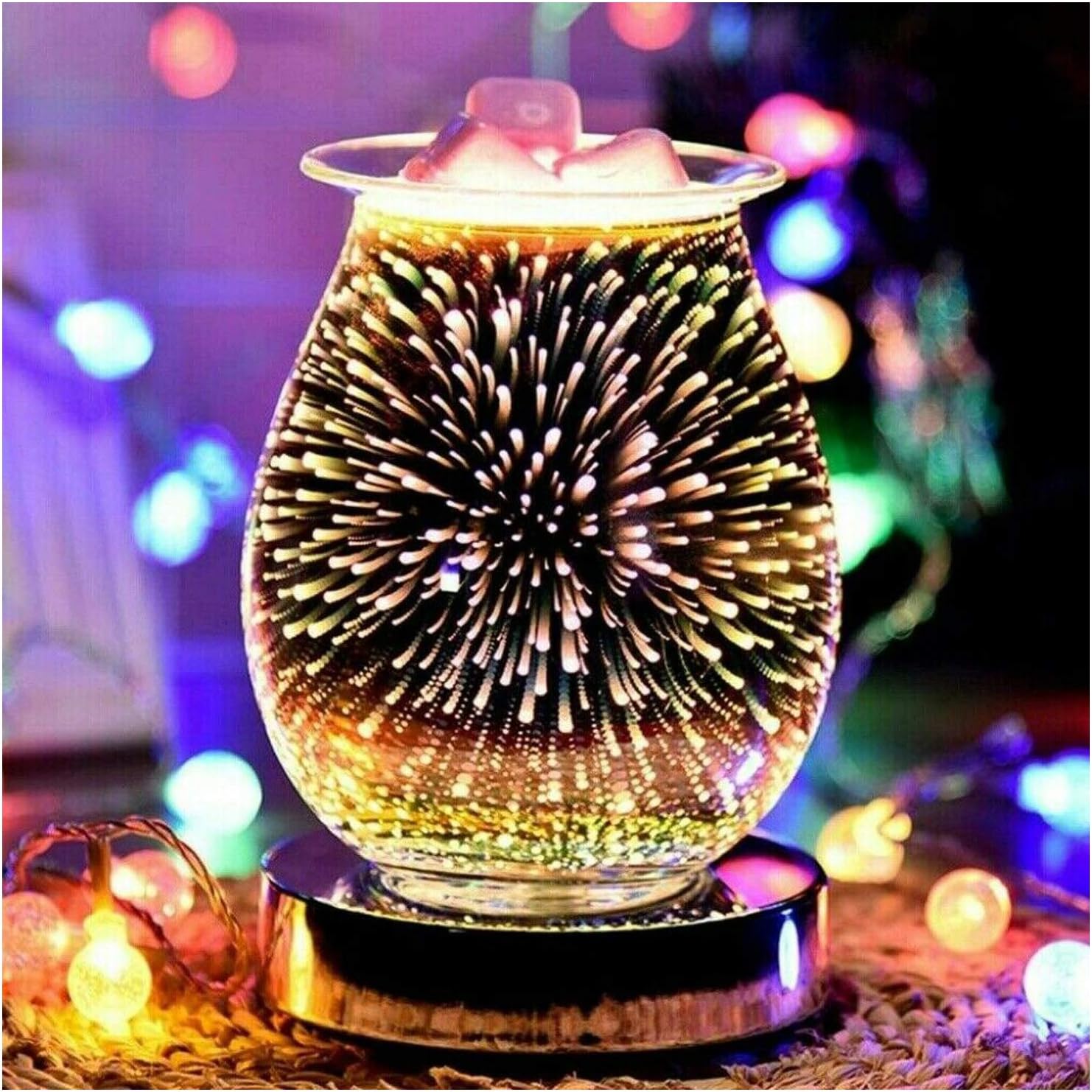 TIFALEX 3D Glass Electric Firework Oil Wax Melt Burner,Home Fragrance