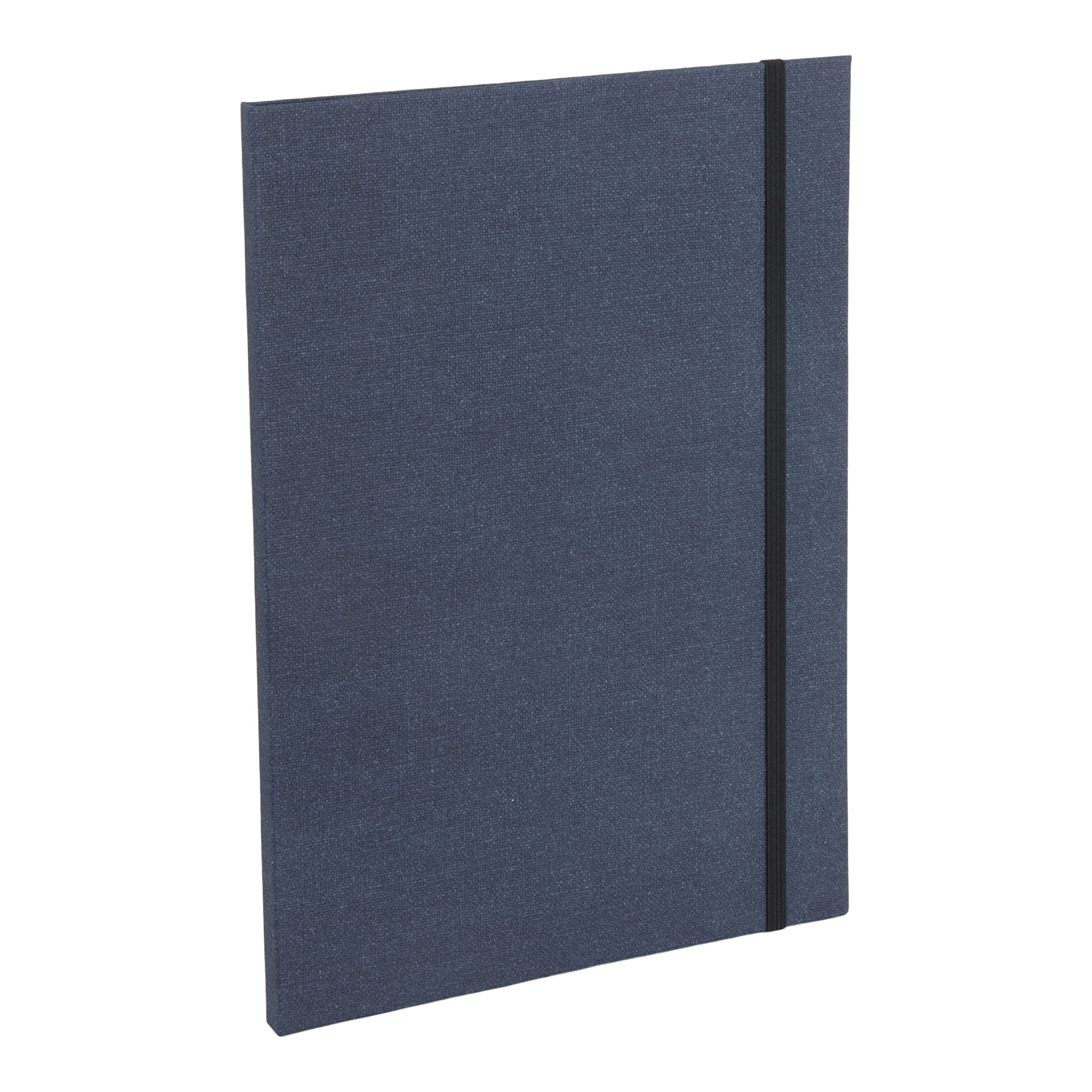 Bigso Box of Sweden A4 Portfolio Folder with Elastic Straps - Document Organiser in Fibreboard and Linen-Effect Paper - A4 Folder for Documents, Files and Loose Papers etc. - Blue