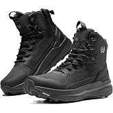 WIDEWAY Men's Military Tactical Boots Side Zipper Combat boots Lightweight | Water-Resistant Slip-Resistant Breathable Boots for Workers Firefighter Military Tactical Police Motorcycle Combat Hiking EMS