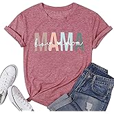 Mama Shirts for Women Boy Mom Graphic Tshirt Funny Letter Print Short Sleeve Tee Tops Mother Gifts T-Shirt