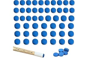 Miinsiinoore 10mm 12mm Pool Cue Tips, Blue Leather Snooker Pool Billiard Cue Tips, Replacement Tips Pool Stick with Storage B