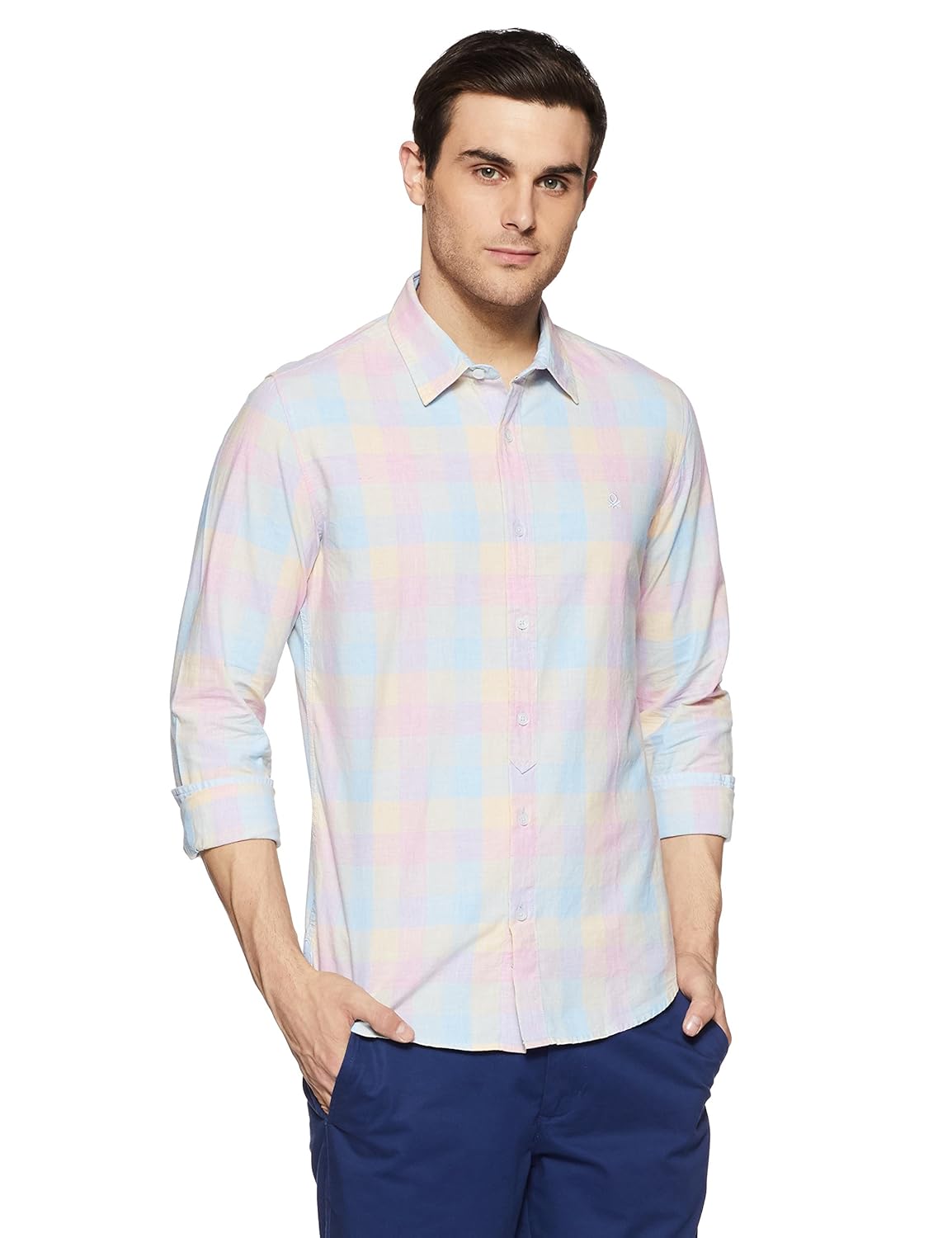 united colors of benetton men's checkered slim fit casual shirt