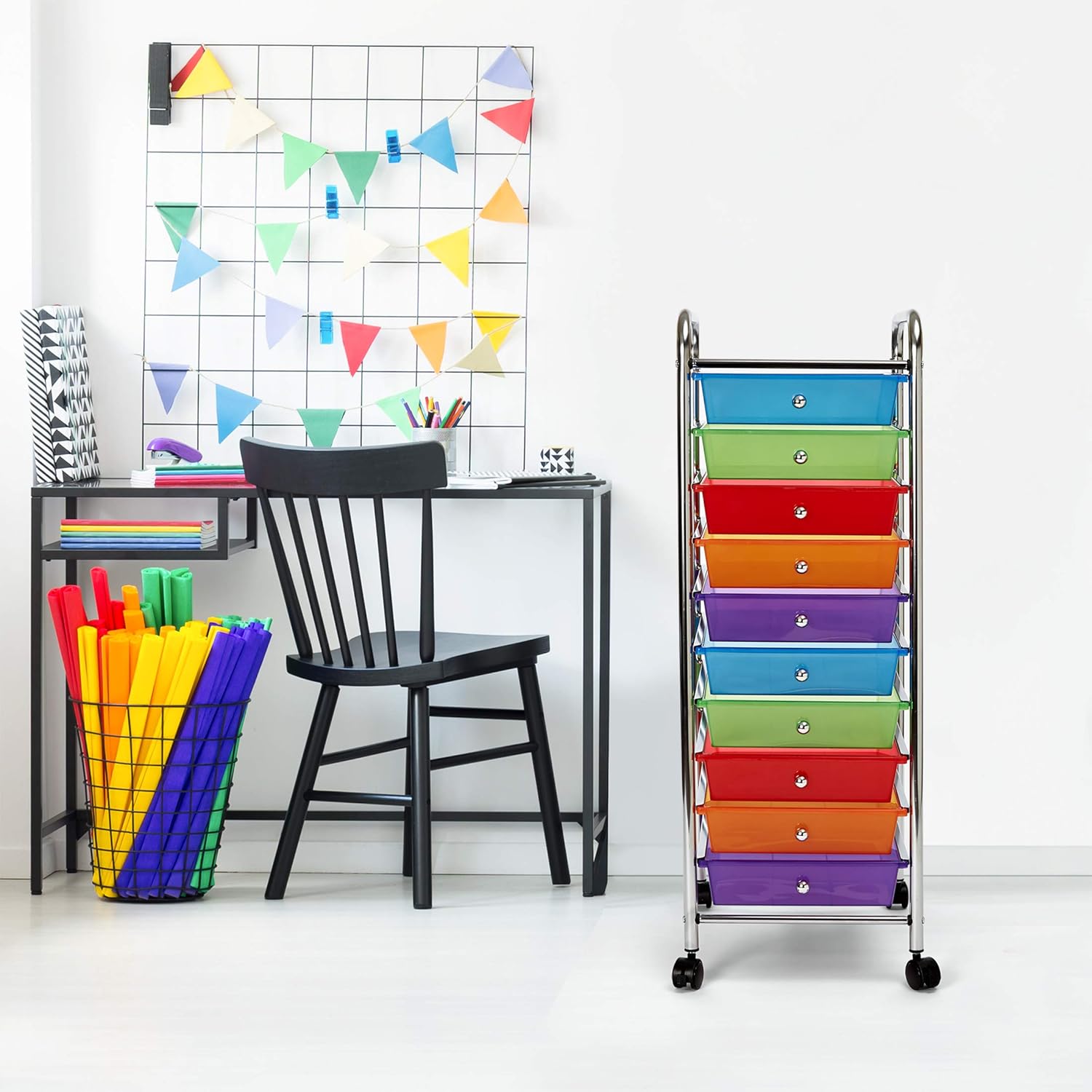 Seville Classics 10-Drawer Organizer Cart, Multi Color: Home & Kitchen