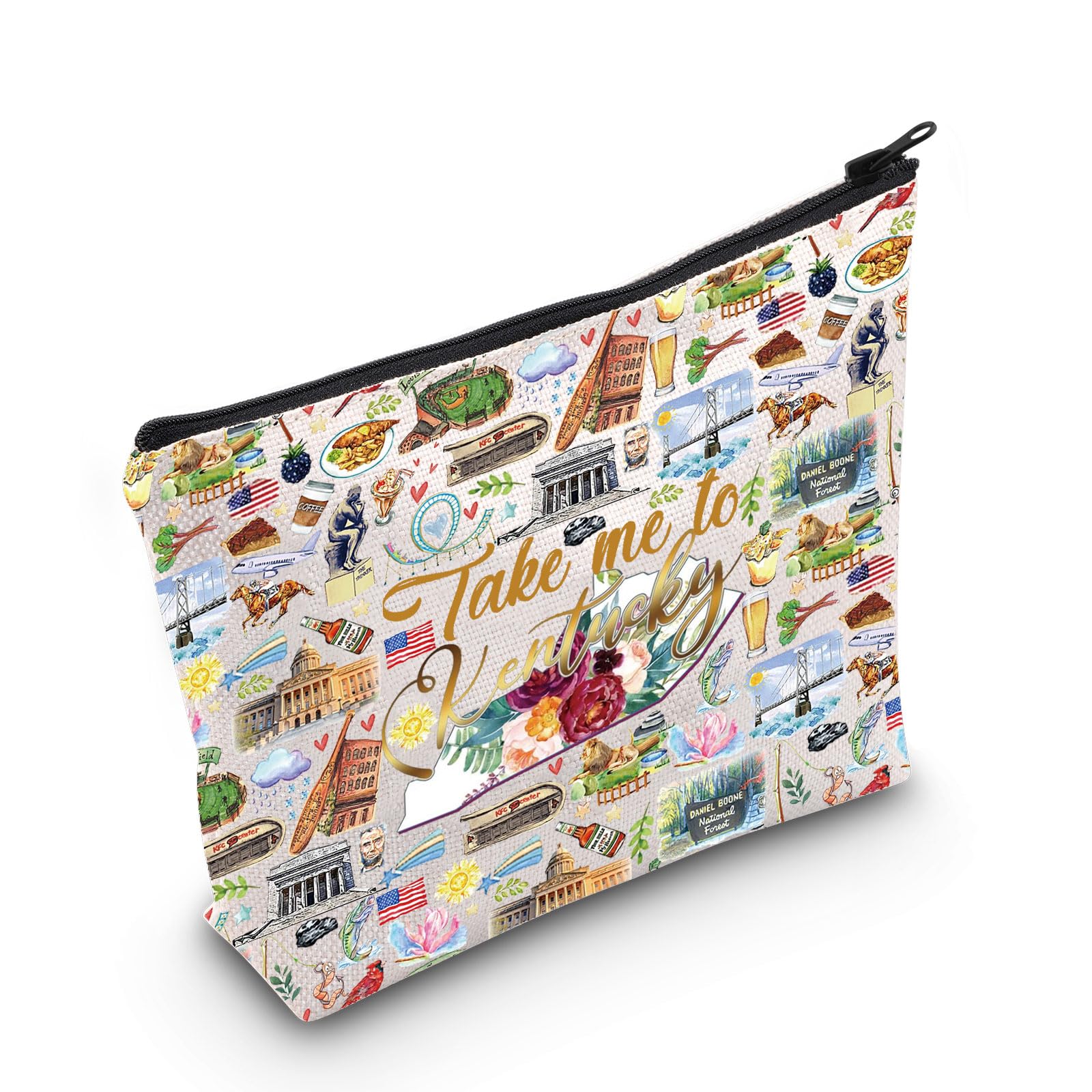 WZMPA Kentucky State Travel Makeup Bag Kentucky Souvenir Gift Take Me To Kentucky Zipper Pouch Bag Kentucky Traveler Gift, Take Kentucky, Fit