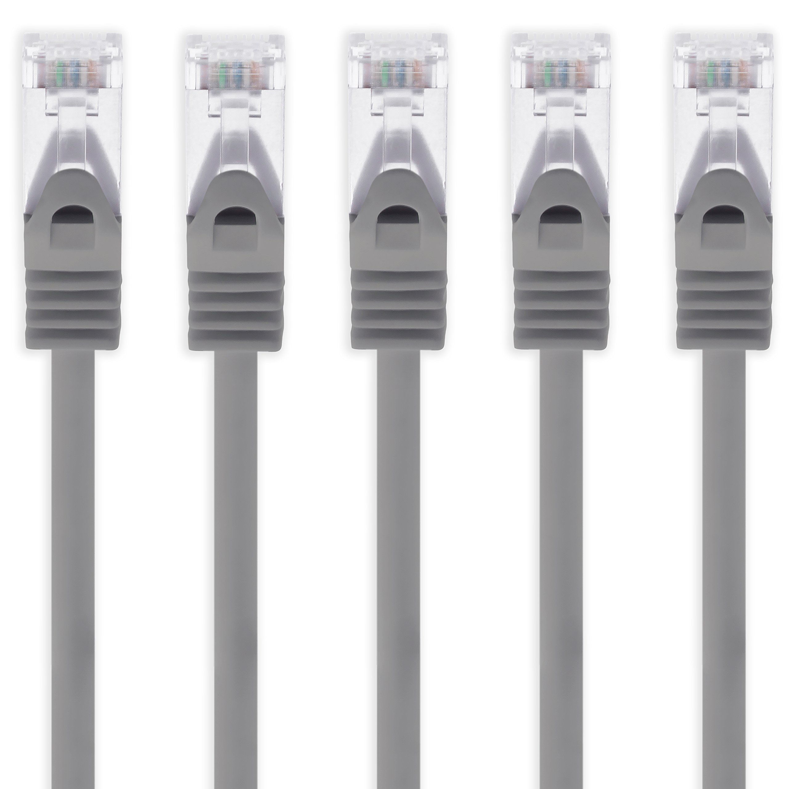 1aTTack.de 0.25m - gray - 5 pieces Cat7 network cable SFTP patch cable Lankabel raw cable 10GB/s - 500 MHz assembled with 2 RJ45 plugs Cat 6a