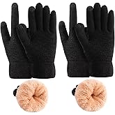 Women's Winter Warm Touch Screen Gloves Womens Thermal Cable Knit Wool Fleece Lined Glove for Cold Weather