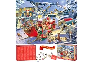 YOUSHEME Advent Calendar 2024 Jigsaw Puzzle, 24 Boxes Packing 1008 Pieces Holiday Puzzle for Adults, Christmas Countdown Puzzles Gift Decorations, Warm Christmas Holiday Puzzles Gift (Santa)