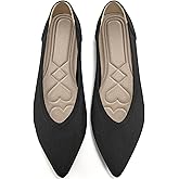 HARENCE Women's Flats Ballet Shoes: Comfortable Pointed Toe Soft Knit Flat Casual Slip On Work Dress Shoes for Walking Wedding Dating