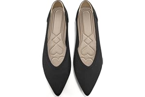 HARENCE Women's Flats Ballet Shoes: Comfortable Pointed Toe Soft Knit Flat Casual Slip On Work Dress Shoes for Walking Wedding Dating