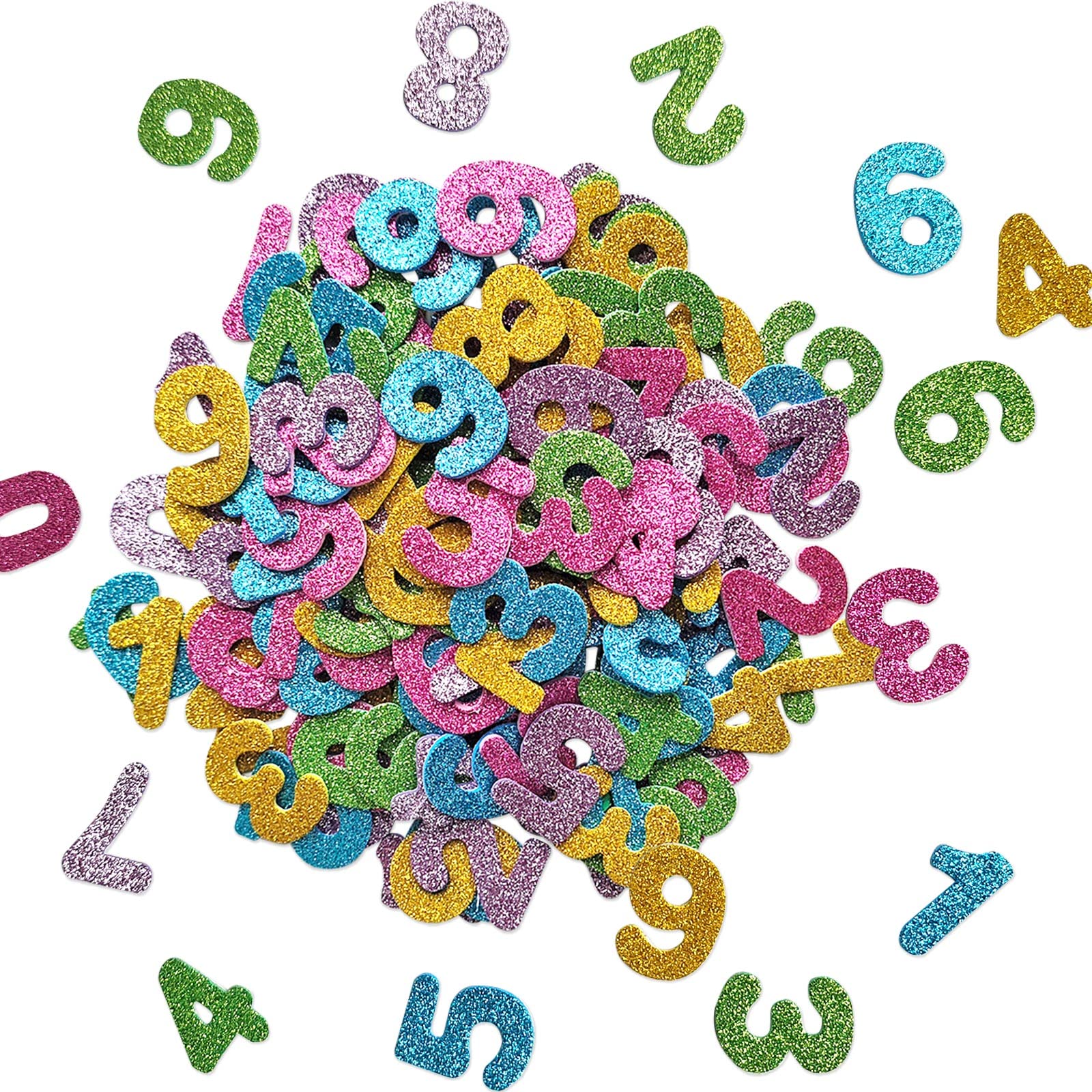Jtnohx Glitter Foam Number Stickers, Foam Numbers for Crafts, 150 Pcs Eva Stickers for Kids, 4cm Size Craft Supplies — image 1