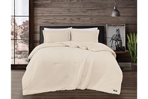 Frye Vintage Washed 100% Cotton 3-Piece Full/Queen Comforter Set in Natural, Solid Color, Oeko-TEX Certified