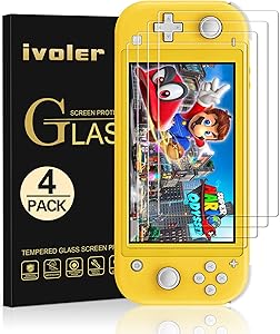 [4 Pack] Screen Protector Tempered Glass for Nintendo Switch Lite, iVoler Transparent HD,High Definition,Clear Anti-Scratch with Anti-Fingerprint Bubble-Free Fit Switch Lite 2019