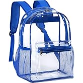 Vorspack Clear Backpack for School, 16 Inch Heavy Duty Clear Bookbag | Large Transparent Backpacks for Boys Girls, Fit 15.6" Laptop, Reinforced Straps, for College, Work, Concert