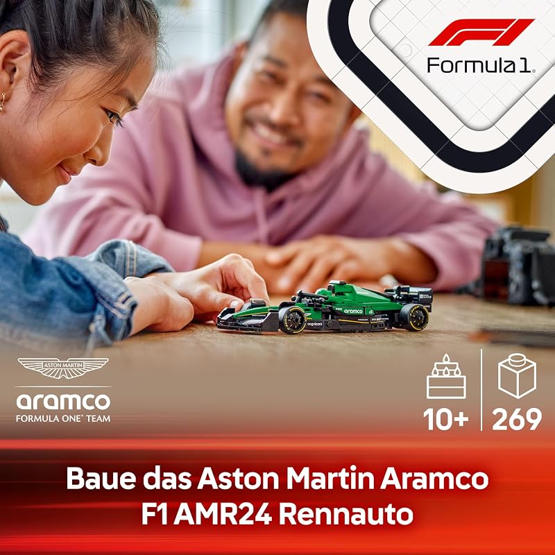 Speed Champions Aston Martin Aramco F1 AMR24 Rennauto - Spielzeug mit Formel 1 Minifigur zum Sammeln - baubares Modellauto für Jungen und Mädchen ab 10 Jahren und erwachsene Motorsport Fans 77245