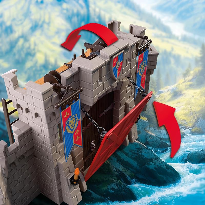 | Chevaliers | Grand Château des Chevaliers du Lion | Fort XXL avec Pont-Levis, canons et Trappe | Jouet château Fort pour Enfants à partir de 4 Ans | 72112