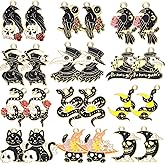 Sasylvia 48 Pcs Halloween Charms for Jewelry Making Black Gothic Charms Include 12 Style Crow Skull Snake Cat Moon for Halloween Party Decoration Gifts DIY Art Craft