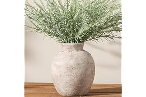 Vanselia Ceramic Flower Vase Home Decor - Farmhouse Table Vases Rustic Vintage Living Room Kitchen Bedroom Decorations for House Book Shelf Office Coffee Desk Dining Fireplace (7.4" Retro)