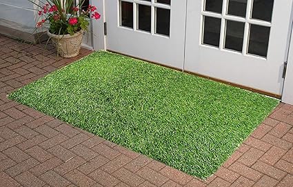 Star Bazaar18 Polyester Blend Artificial Grass Mat for Balcony Doormat Size - (940 X 60 cm, Green)