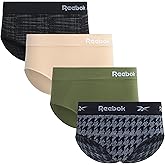 Reebok Womens Hipster Panties - 4 Pack Tag Free Stretch Performance Panties for Women - Stay-Put Seamless Underwear for Women