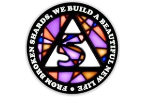 Stained Glass 5 Year AA Chip Sobriety Coin Medallion, Fragments to Freedom Alcoholics Anonymous Addiction Recovery Anniversary Token, Inspirational Sober Gifts for Men and Women by the Token Shop