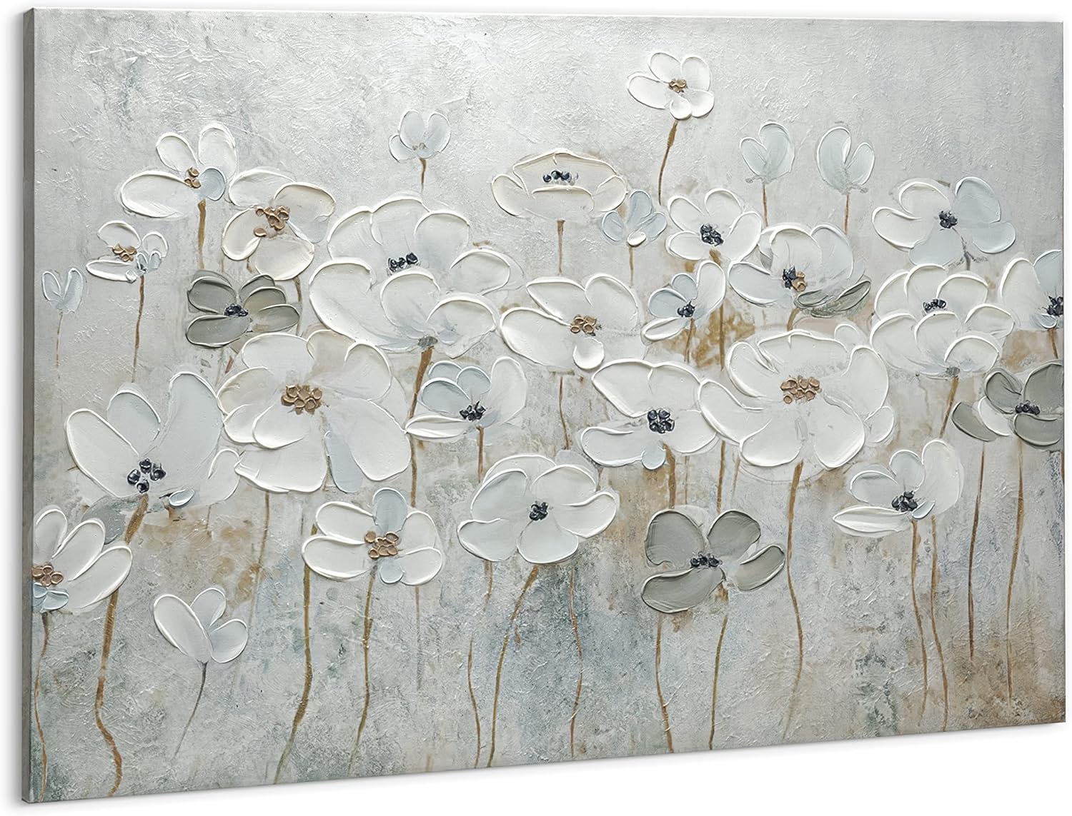 Paintings - ArtbyHannah Hand-Painted Floral Oil Painting on Canvas - 24x36 Inches for Home Decor - Vivid Color Scheme, Realistic Texture, and 3D Effect