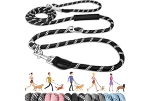 Lukovee Hands Free Dog Leash, 10FT Adjustable Training Lead 1/2 Inch Nylon Heavy Duty Lead No Pull for Large Medium Dogs, Tangle Free Reflective Waist-Leash for Walking Running, Black