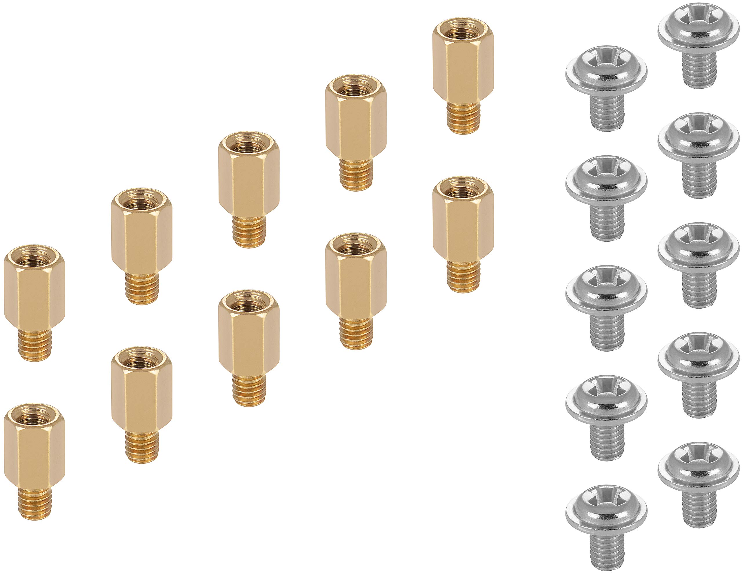 Poppstar PC case motherboard screw kit (M.2 SSD/NVMe mounting for MSI or Gigabyte motherboards) - set of 10 computer/laptop screws + 10 M.2 ssd standoffs