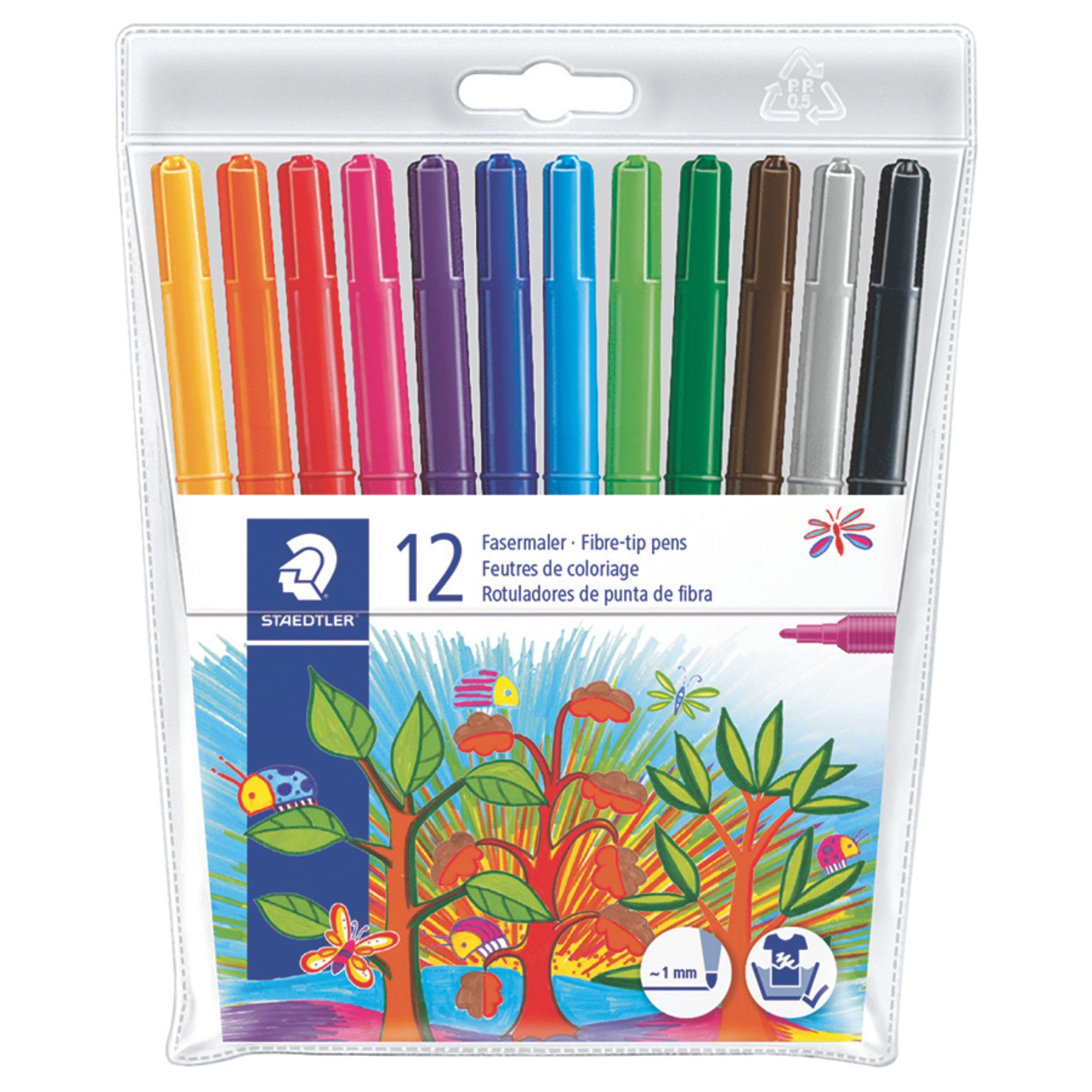 STAEDTLER Noris Club 325 WP12 Fibre-Tip Pens in Soft Plastic Case Pack of 12