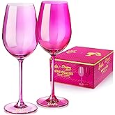 Dragon Glassware x Barbie Wine Glasses - 17.5 oz Magenta & Pink Wine Glasses Set of 2 - As Seen in Barbie The Movie - Drinkware Gifts for Women