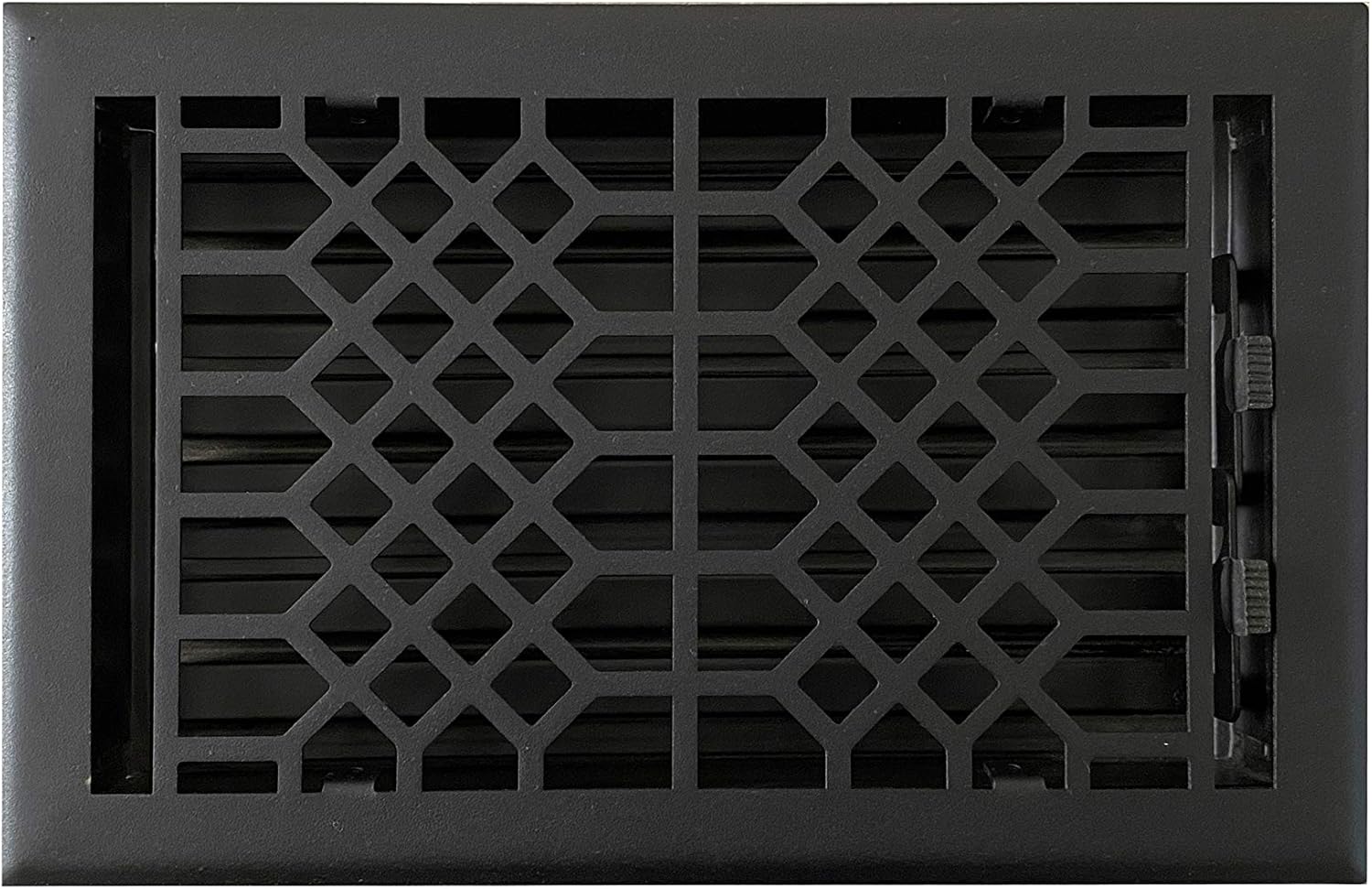 Registers, Grilles & Vents - Empire Register Co, Vent Cover - 6x10 inch, Antique Style Design, Textured Black Finish, Heavy Duty Floor Vent Covers, Metal Damper Attached. Vent Covers for Home Floor only.