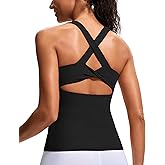 Workout Tank Top with Built-in Bra Cross Back Athletic Yoga Tops Stretchy Sports Camisole for Gym Pilates