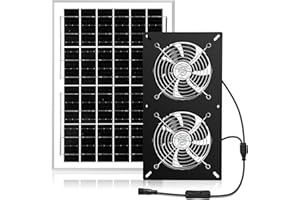 Fanspex IP67 Waterproof 15W Solar Panel Powered Dual Fan Kit for Chicken Coop, Greenhouse, Shed Air Circulation Intake or Exhaust Air, -13℉to 140℉ for Outdoor Use