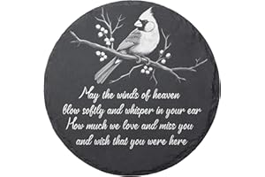 MYFIHU Cardinal Memorial Slate Stone, Memorial Plaque Sympathy Gifts for Loss of Loved One, Memorial Gifts for Loss of Father, Mother, Brother, Son, Husband Garden Slate Stone TNA4