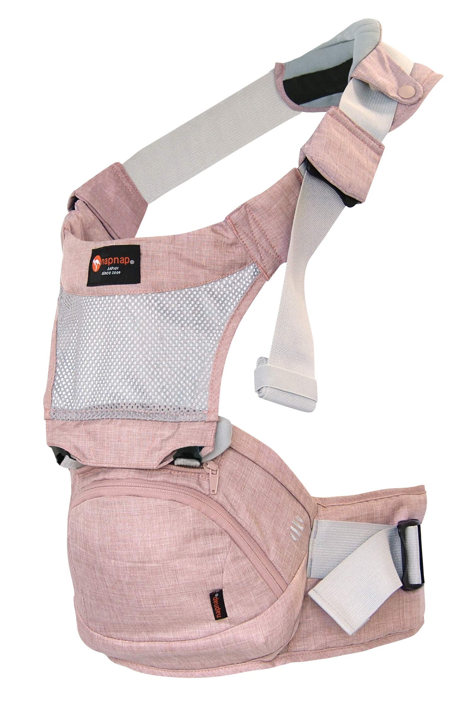 napnap（ナップナップ） ヒップシート 折りたたみ 20kg シングルショルダー 抱っこ おんぶ 暑さ対策 熱中症対策 通気性 ベビーキャリー Tran（トラン） (クラシックピンク)商品画像