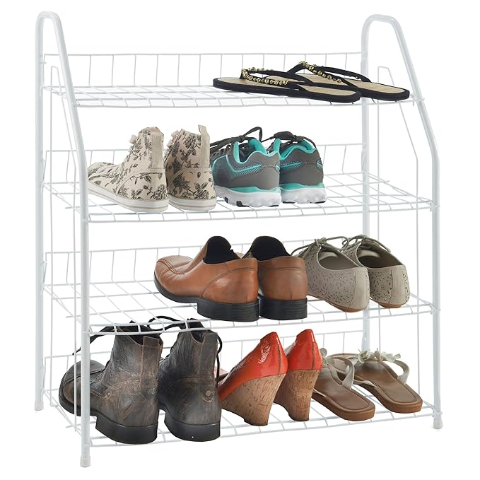 VonHaus 4 Tier Wire Shoe Rack Amazon.co.uk Kitchen & Home