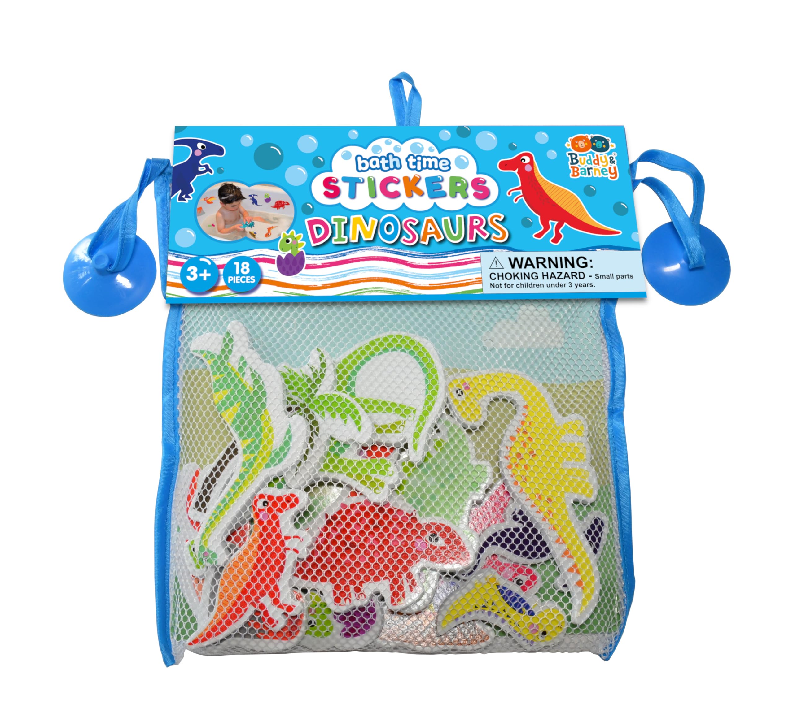 Buddy & Barney | Dinosaur Bath Stickers - Water Toy for Kids children | 18 PIECES | BB087