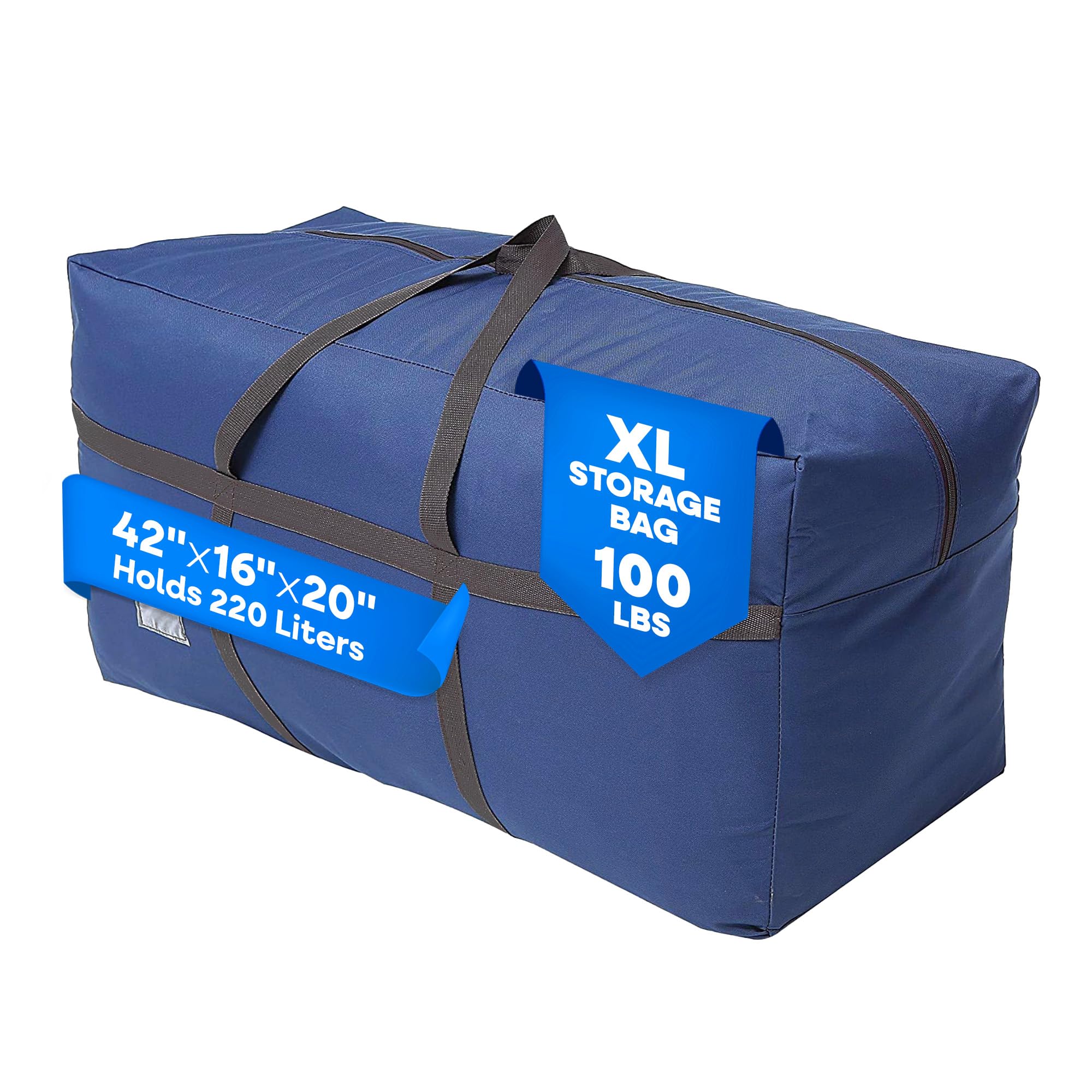 Large Blue Duffel Storage Bag - Premium-Quality Heavy Duty 600D Polyester with Handles and Reinforced Seams - 114 x 40 x 55 Centimeters (55" x 16" x 22" Inches)