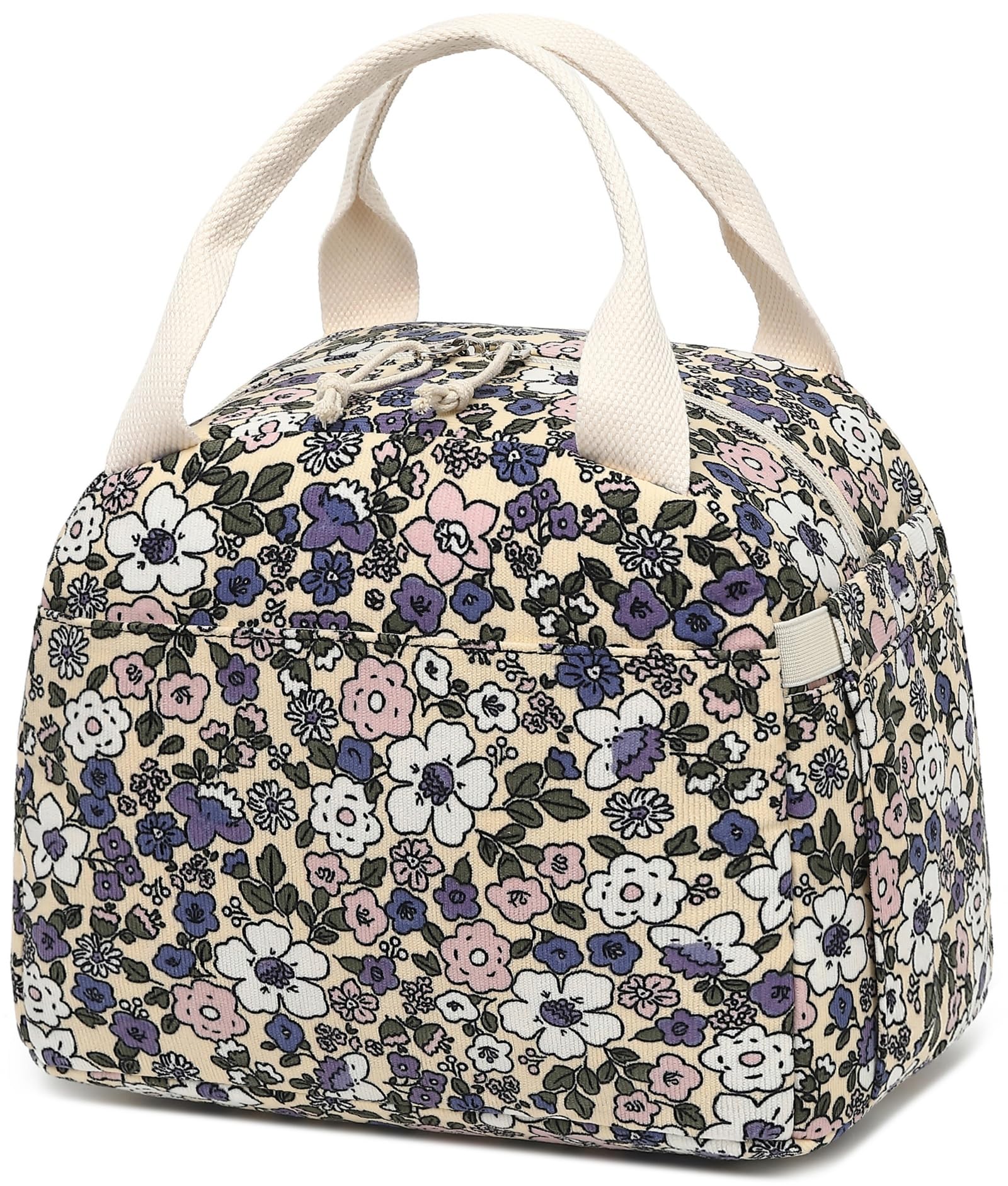 Bluboon Lunch Bag for Women Men Cute Corduroy Lunch Tote Bags Reusable ...