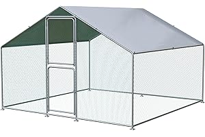 Airynee Large Chicken Coop, Chicken Coops for 10 Chickens, Chicken Runs for Yard with Water Poof & UV Resistance Cover, Spire Roof Chicken Coop Run with Double Lockable Doors for Outdoor Backyard