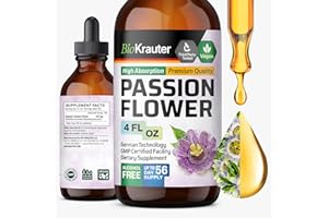 BIO KRAUTER Passionflower Tincture - Vegan Passion Flower Extract for Mood Support - Alcohol and Sugar Free - 4 Fl.Oz.
