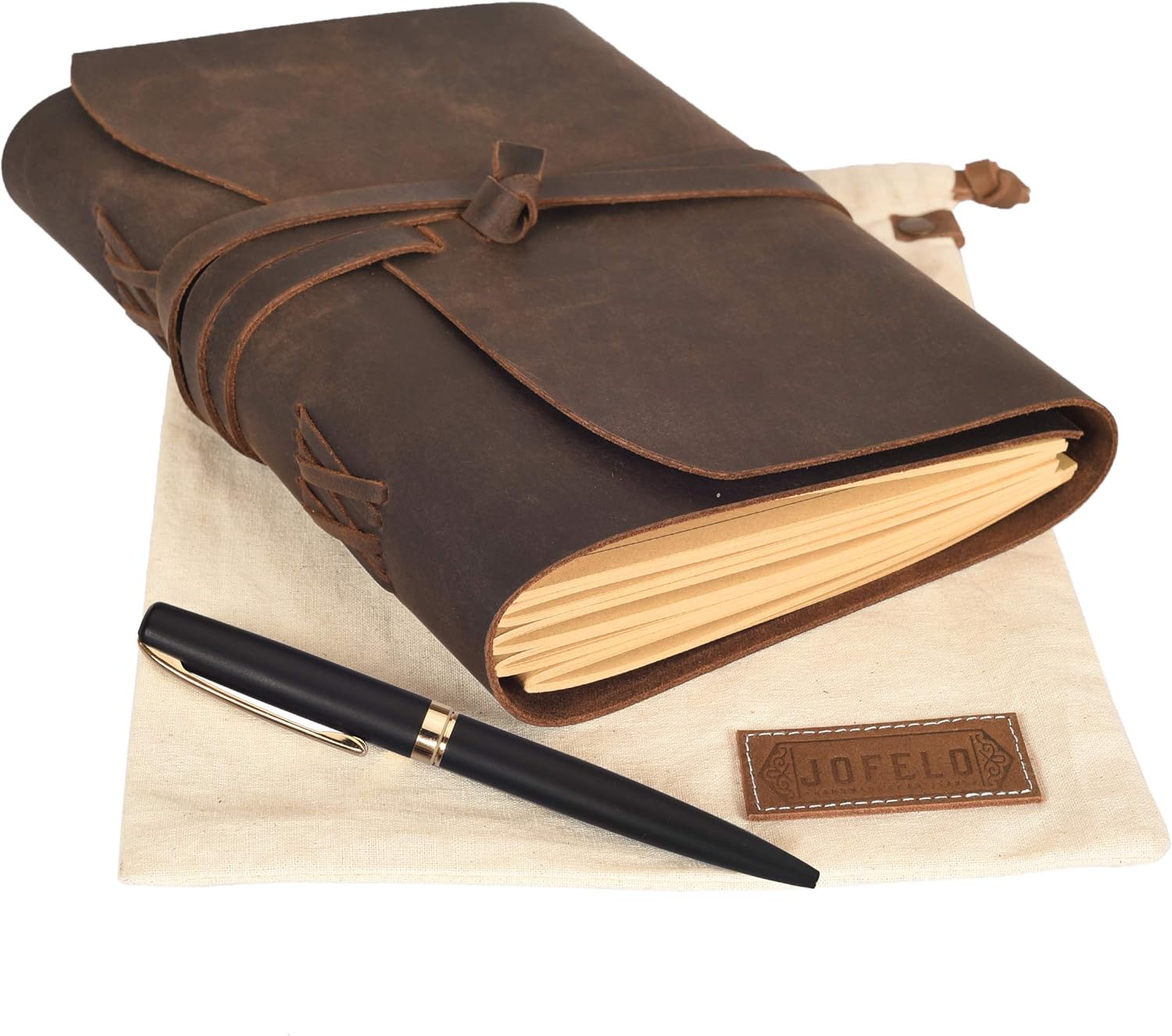 Leather Journal Lined Paper Gift Set Large 7 x 9
