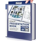 Dunwell Presentation Binder 48-Pocket, Displays 96 Pages, 8.5x11 Portfolio Binder with Plastic Sleeves, Storage and Organizer for Documents, Photos, Kids Artwork, Projects, Recipes (Blue)