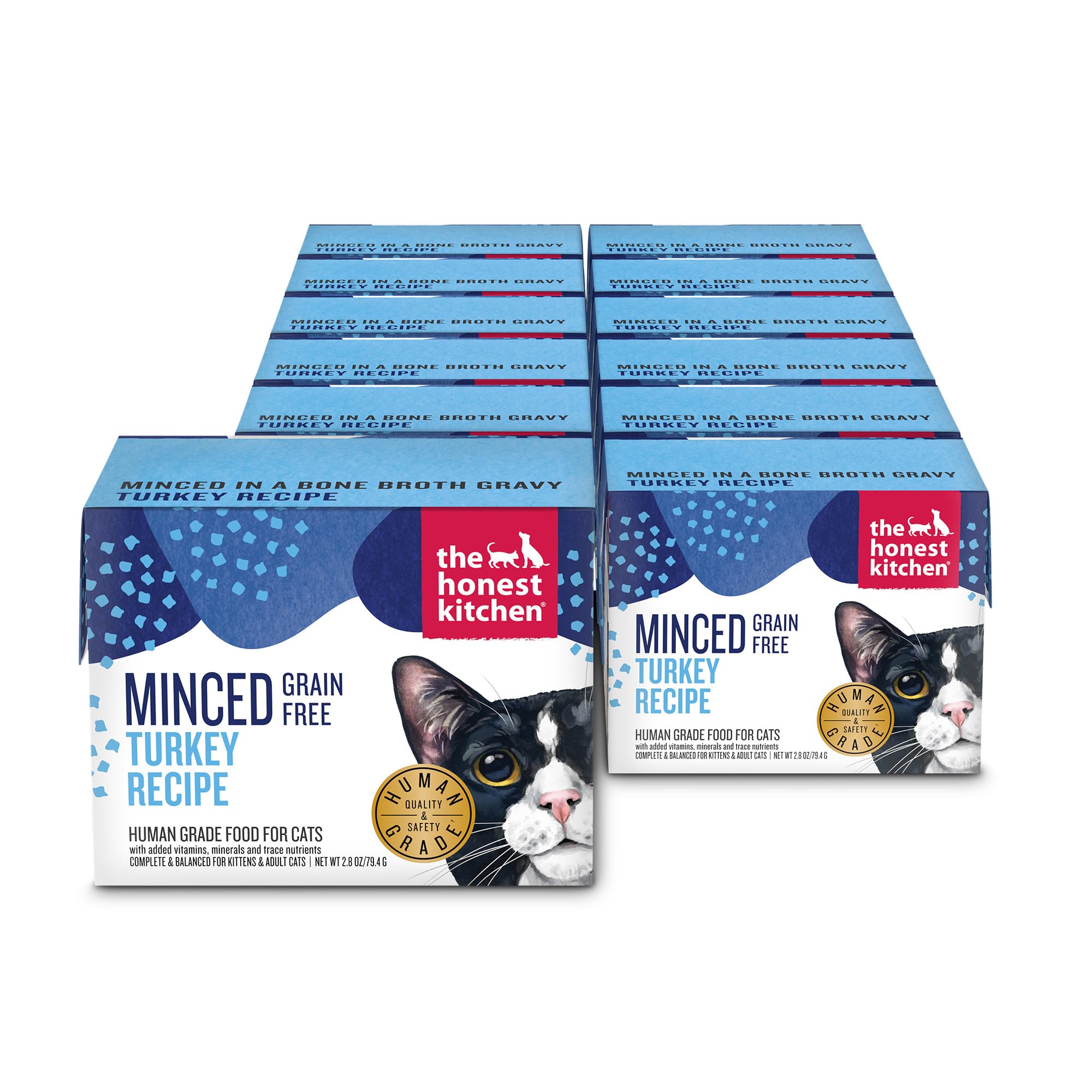 Photo 1 of The Honest Kitchen Grain Free Minced Turkey in Bone Broth Gravy Wet Cat Food, 2.8 oz x12