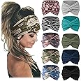 Jesries 10 PCS Women Headbands African Wide Hair Wrap Extra Turban Head Bands for Lady Large Sport Workout Stretch Non-slip Big Hair Bands