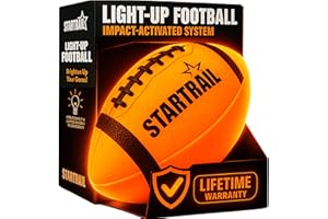TOMLEON Glow in The Dark Football | Ultra-Bright Double LED Light-Up Football Size 6 with 3 Extra Batteries and Pump for Kids & Teens Ages 6+ | Outdoor Fun for Evening Play, Camping & Beach Games