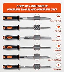 DIFFLIFE 7'' Needle File Set - Carbon Steel 6-Piece