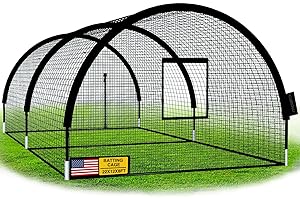 KuiBonu Baseball Batting Cage Net - Batting Cages for Backyard 22x12x8ft Portable Baseball and Softball Batting Cages, Zipper Door with Pitching Machine Hole for Backyard Batting Training