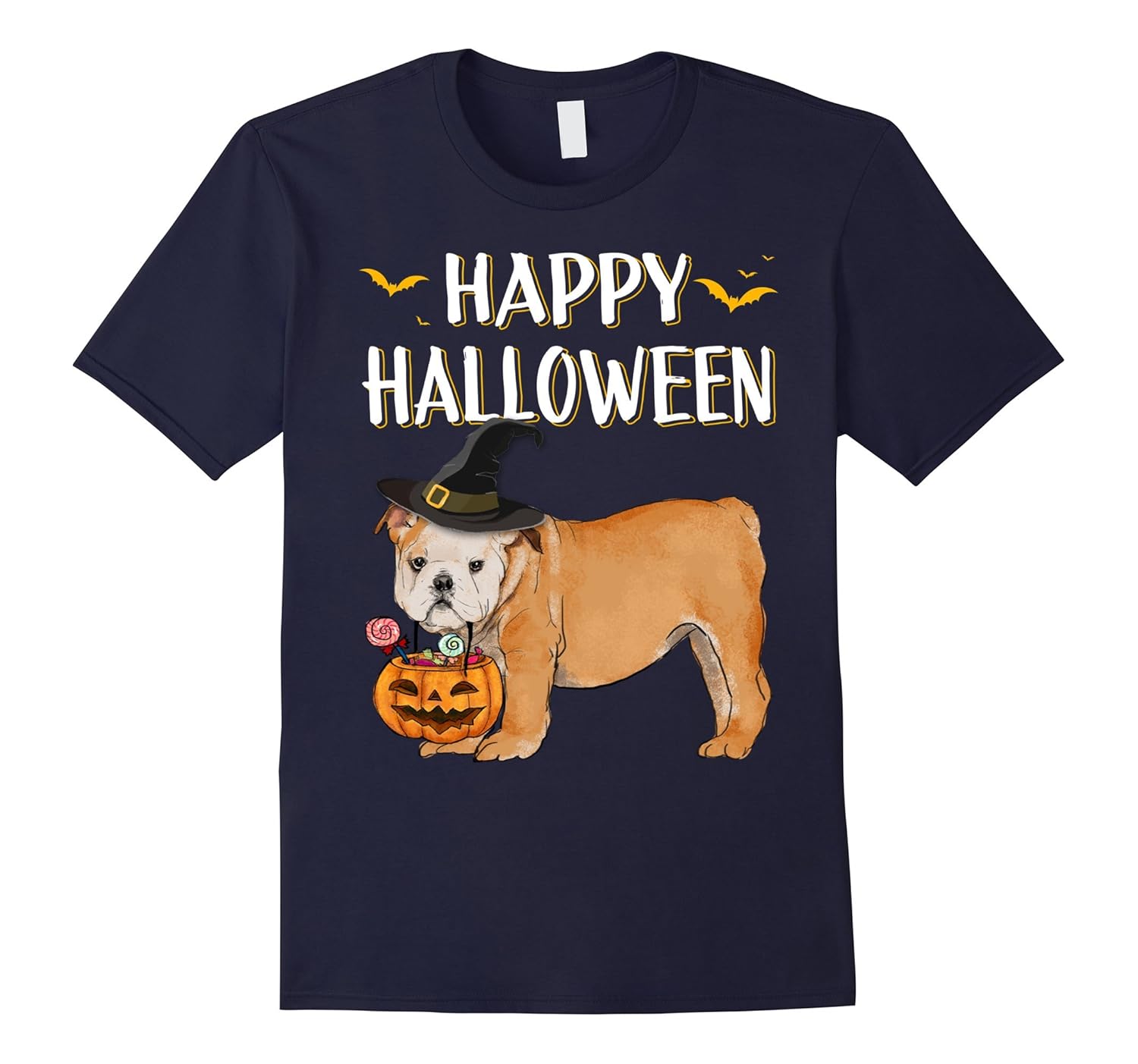 Cute Bulldog Happy Halloween Costume Funny Gift T-Shirt-ANZ