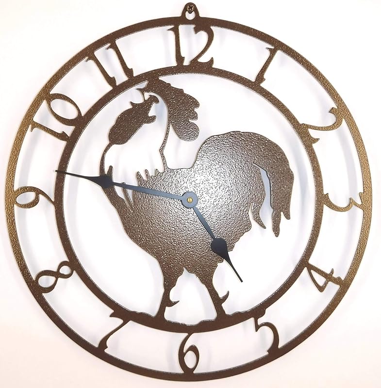 Rooster Wall Clock. Handmade in USA. 15 Inch Wide. Old