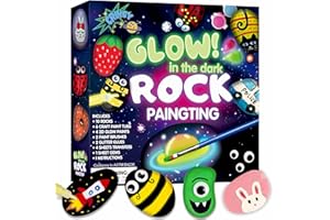 CRINCY Rock Painting Kit for Kids Ages 6-12, Glow in The Dark Rock Paint, Arts and Crafts Birthday Party Gifts for Boys Girls 6 7 8 9 10 12 Year Old, Creative Craft Activity Kits, Art & Crafts Supplies Toys